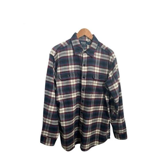 Polo Ralph Lauren Matlock Thick Flannel 100% Cotton Plaid Checked Shirt Large - Picture 1 of 9
